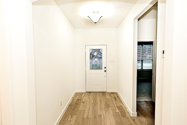 entryway with light wood-type flooring