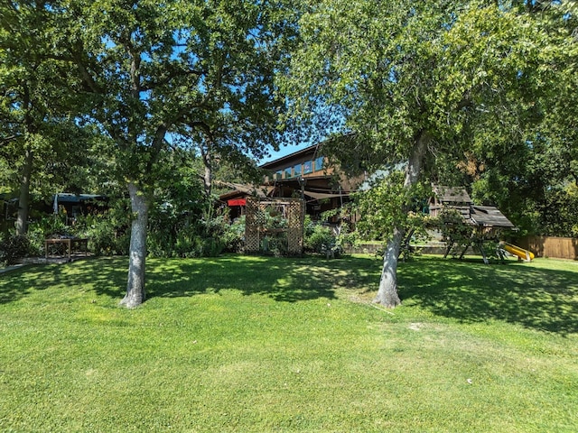 view of yard with a playground