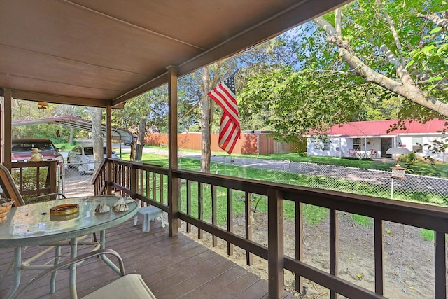 deck featuring a yard