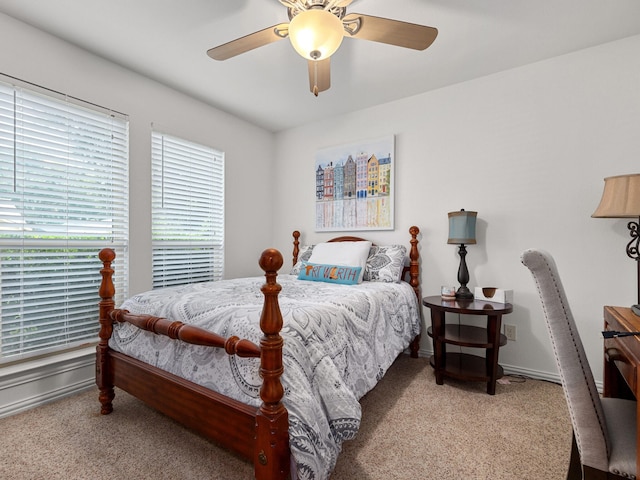 bedroom featuring carpet floors and a ceiling fan