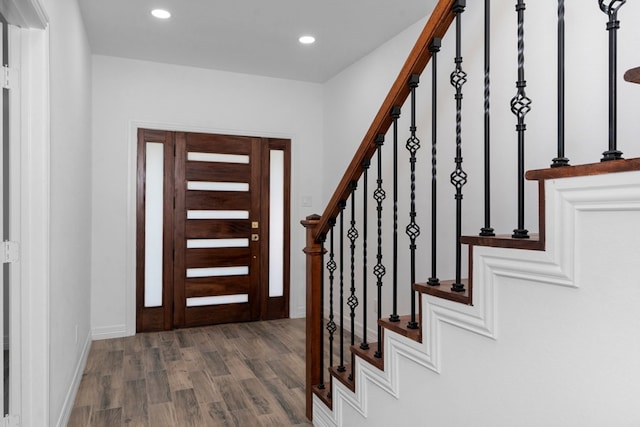 foyer featuring wood-type flooring