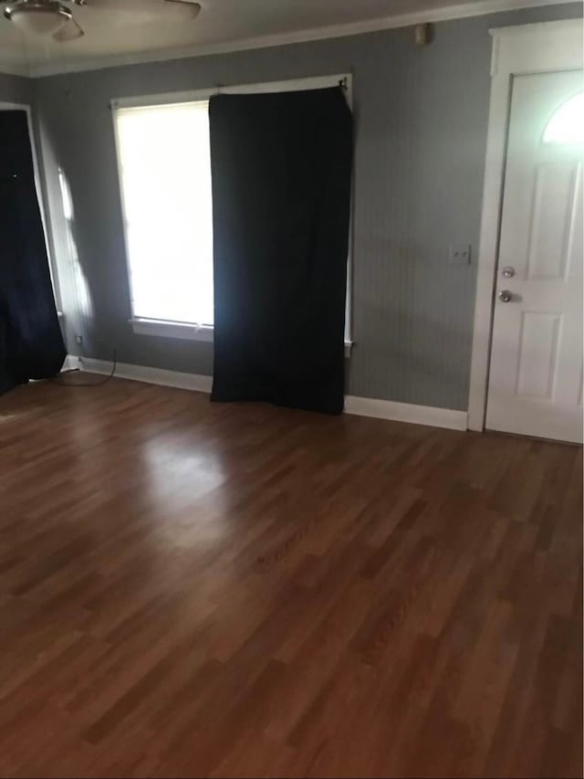 interior space featuring crown molding and wood-type flooring