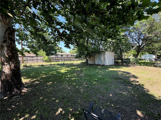 view of yard with a shed