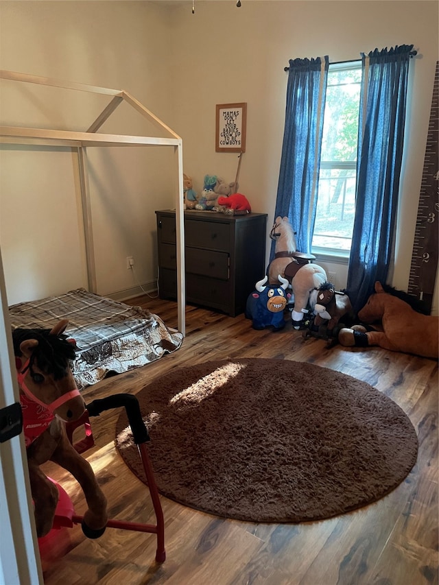 bedroom with wood-type flooring