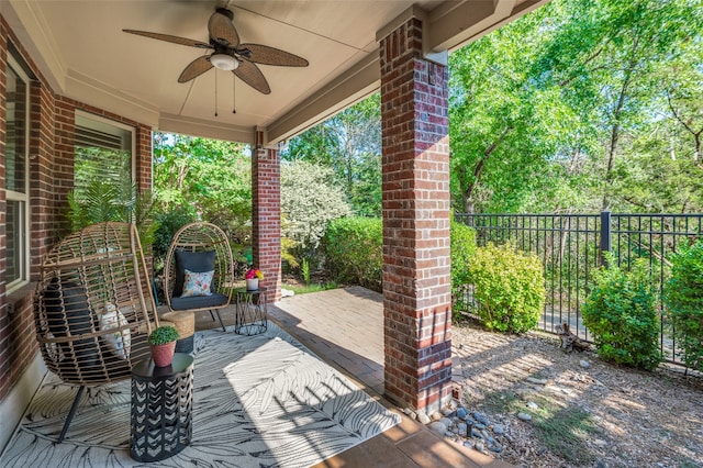 view of patio / terrace with ceiling fan