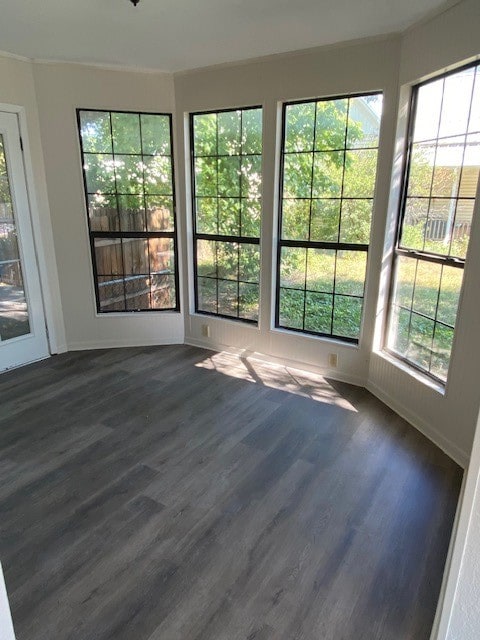 unfurnished room with dark hardwood / wood-style floors