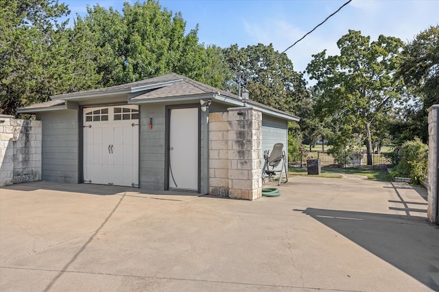 view of garage