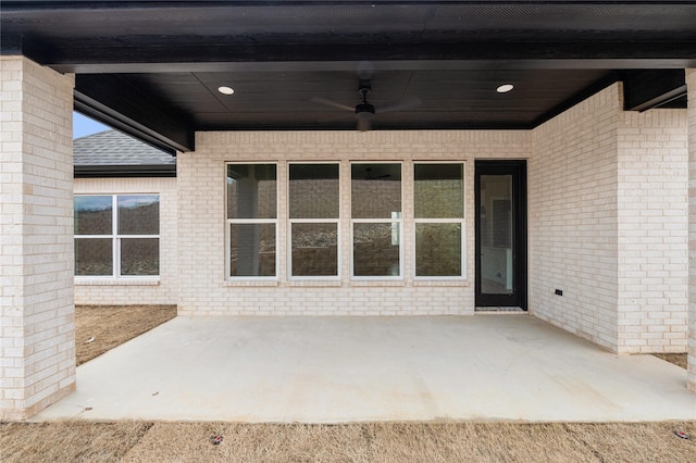 view of patio / terrace featuring ceiling fan