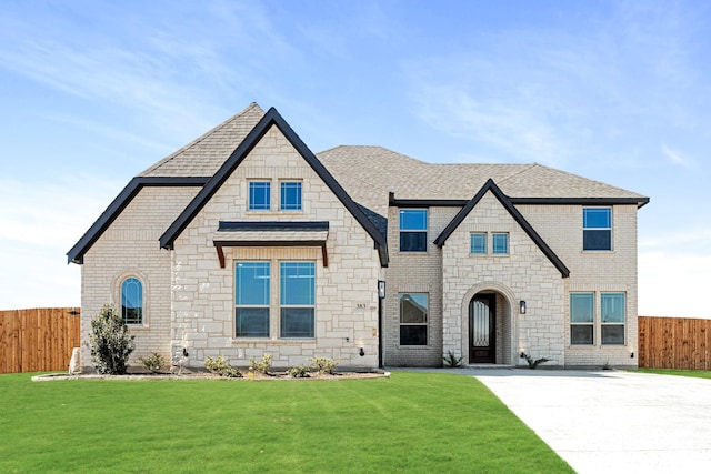 view of front of property with a front lawn