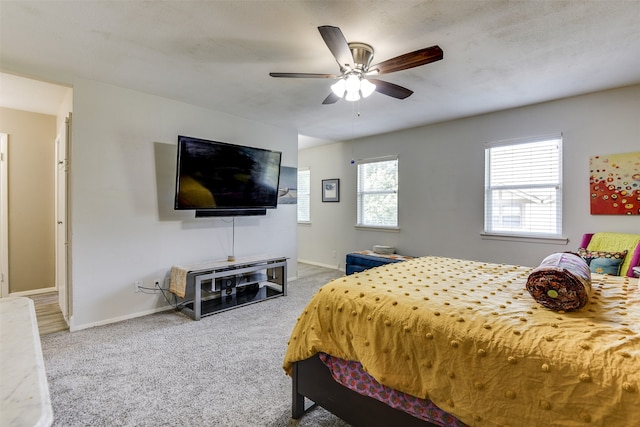 bedroom with carpet and ceiling fan