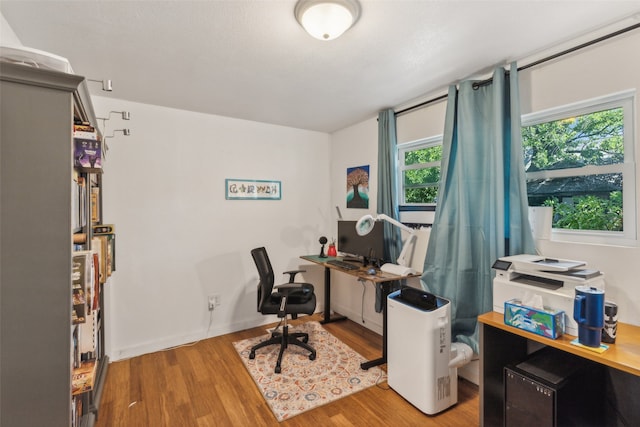 office space featuring light hardwood / wood-style floors