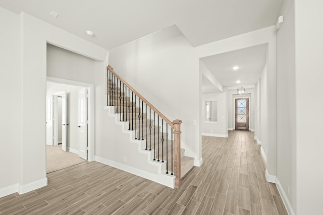 foyer with light hardwood / wood-style flooring