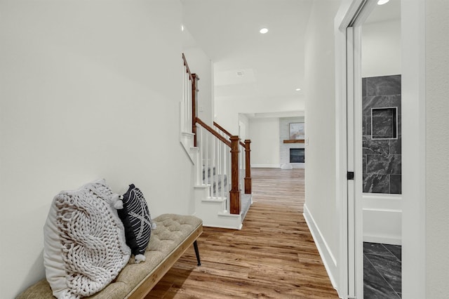 entrance foyer with hardwood / wood-style flooring