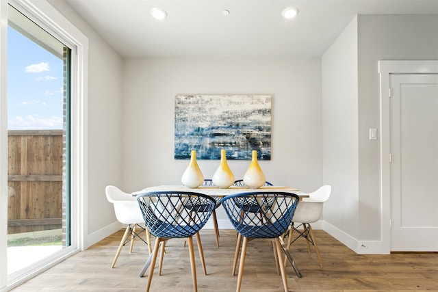 dining room featuring a wealth of natural light and hardwood / wood-style flooring