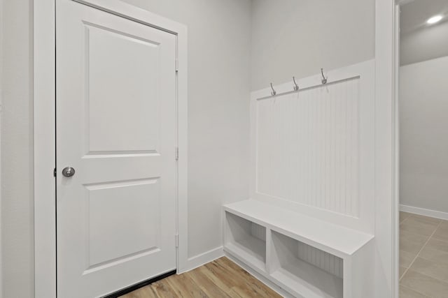 mudroom featuring light hardwood / wood-style flooring