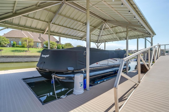 dock area with boat lift