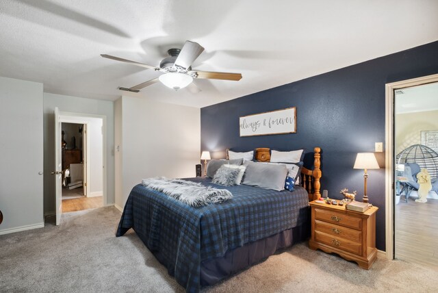 bedroom with carpet and ceiling fan