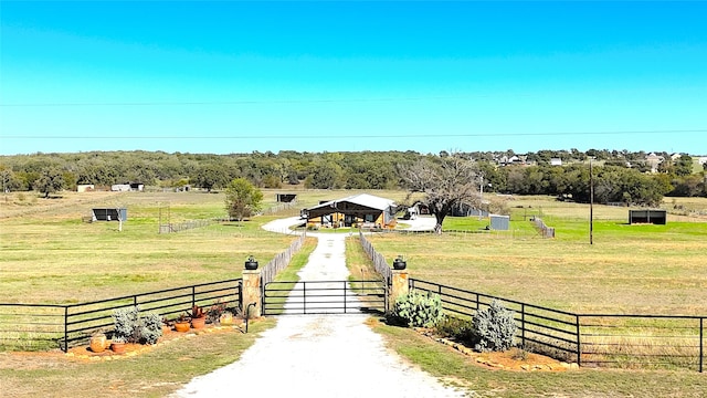 exterior space with a rural view