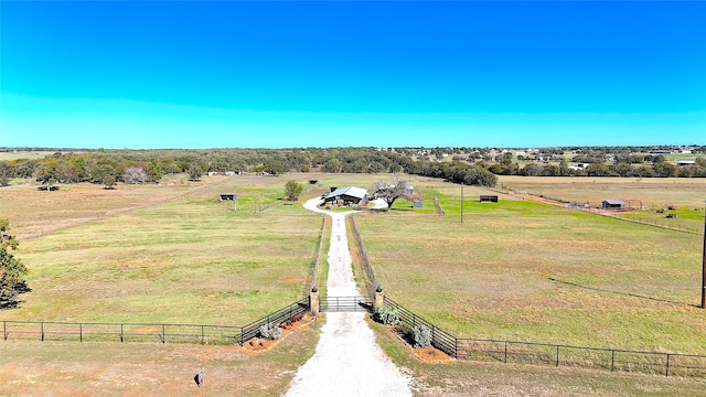 drone / aerial view featuring a rural view