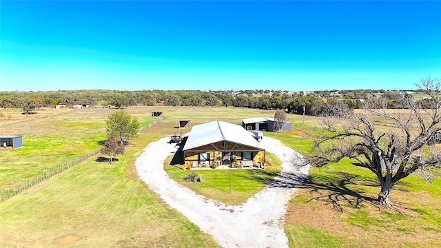 drone / aerial view with a rural view