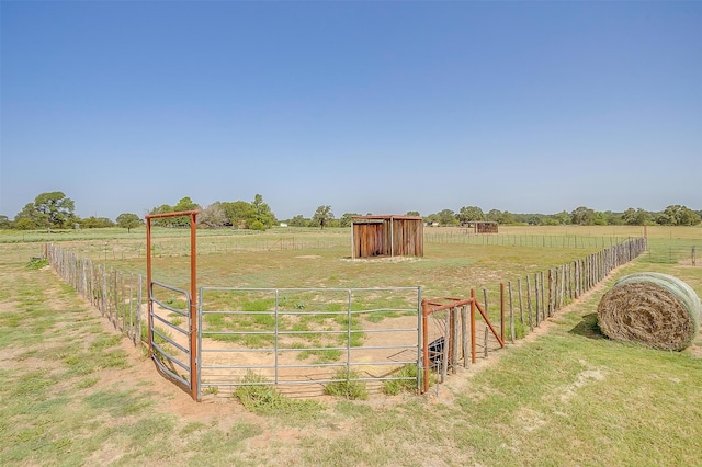 view of yard with a rural view