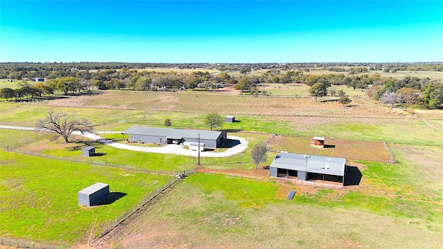 aerial view featuring a rural view