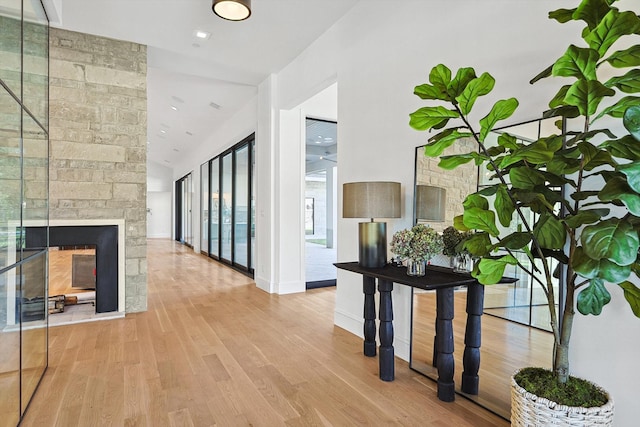 hall featuring light hardwood / wood-style flooring