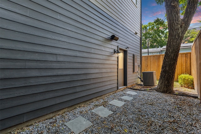 exterior space featuring central AC unit