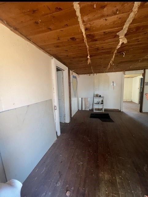 misc room featuring wooden ceiling and hardwood / wood-style flooring