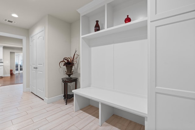 mudroom with light wood-type flooring