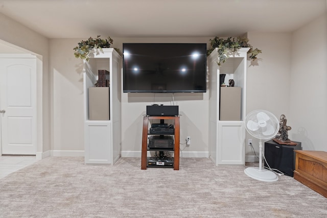 living room with light carpet