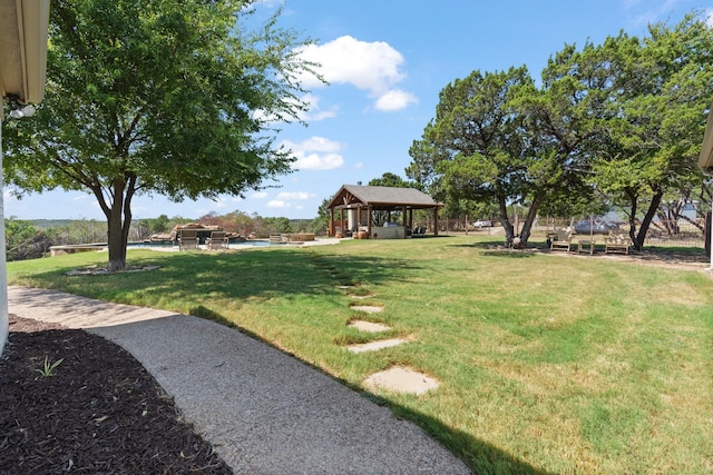 view of yard with a gazebo