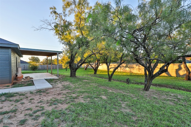 view of yard featuring a patio