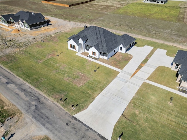 drone / aerial view with a rural view