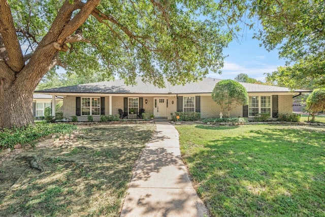 ranch-style home with a front yard