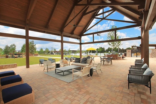 view of patio featuring a gazebo