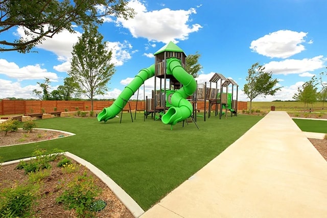 view of play area with a yard