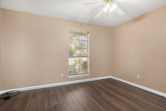 unfurnished room featuring ceiling fan and hardwood / wood-style flooring