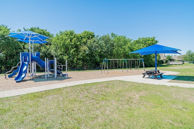 view of play area featuring a yard