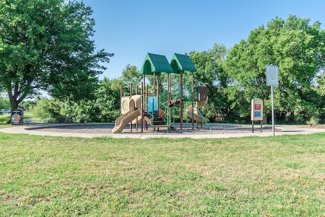 view of jungle gym with a yard