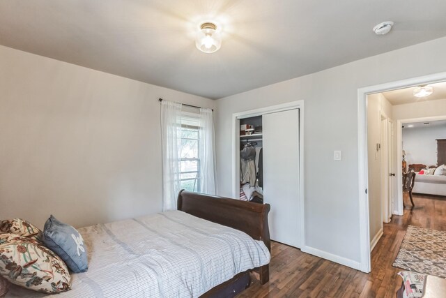 bedroom featuring a closet and hardwood / wood-style floors