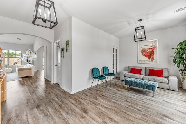 living room with hardwood / wood-style flooring