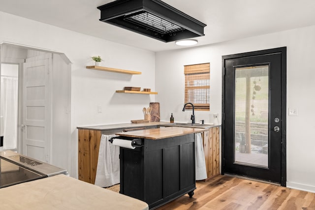 kitchen with light wood-type flooring and sink