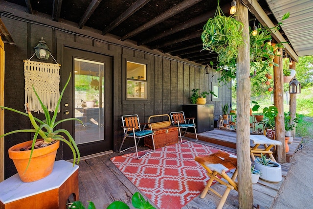 view of patio with a wooden deck