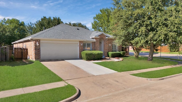 view of front of house with a garage and a front yard