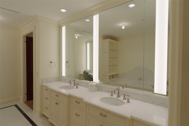 bathroom featuring double vanity and tile patterned floors