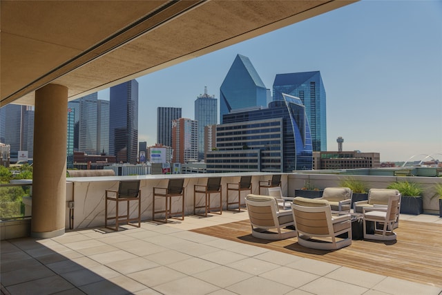 view of patio / terrace with a bar