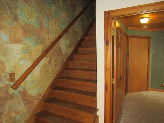 stairway with carpet floors