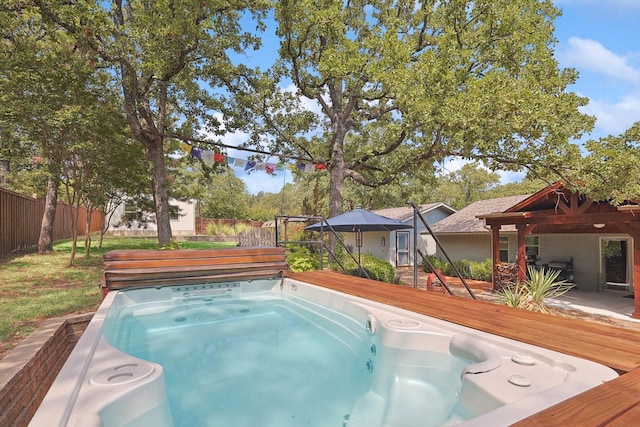 view of pool featuring a deck