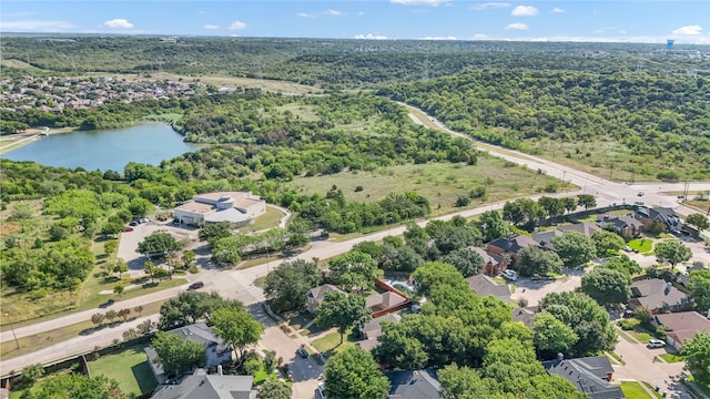 aerial view featuring a water view and a residential view